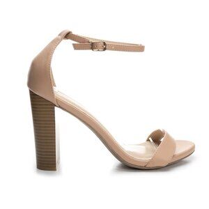 LULU'S nude open toe block high heels size 8.5